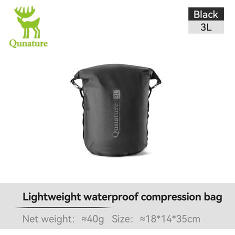 Sacoche de voyage pour vélo (noire, 3 L), sac de compression léger et imperméable, sac de rangement