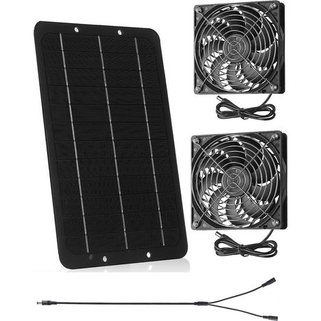 10W12V Solar Elektrischer Doppellüfter Tragbarer Abluftventilator für Haustiere (1/5)