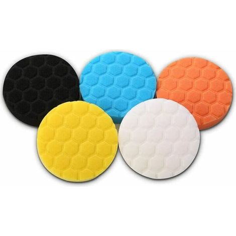 5Pcs 125mm Tampons de Polissage pour Voiture, Polissage Pad Éponge de Polissage, Tampons à polir Kit pour éponges de perceuse, Kit de Polissage de perceuse (1/5)