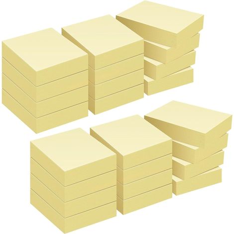 24 Blöcke Haftnotizen 38 x 51 mm – Selbstklebende Klebezettel gelbe Notizblöcke Klein, 100 Blatt/Block – Perfekt für Büro, Schule & Zuhause.
