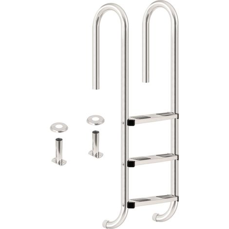 Zelsius Scala per piscina in acciaio inox con 3 gradini  50 x 26,5 x 132 cm