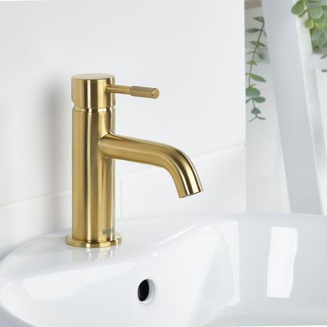 Bristan Molida Eco Start Basin Mixer Tap with Clicker Waste - Brushed Brass (1/5)