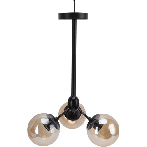 Plafonnier moderne et simple à 3 ampoules, douilles E27 et E26, idéal pour salon, café ou autre espace détente (100-240 V). (1/5)