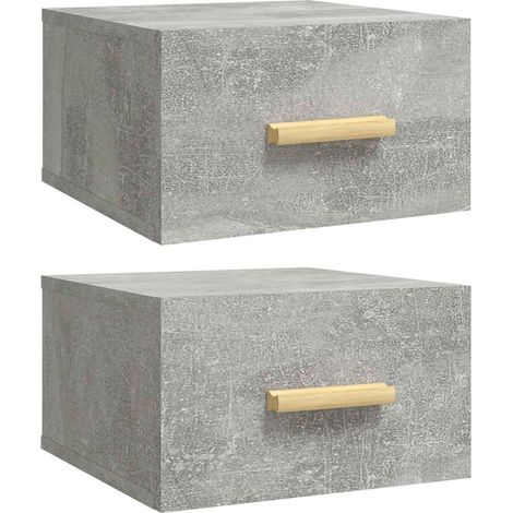Mesitas de noche de pared 2 uds color gris hormigón 35x35x20 cm vidaXL