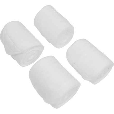 Lot de 4 bandes de protection douces en polaire pour les jambes de cheval, idéales pour le polo et l'équitation (blanches). (1/5)