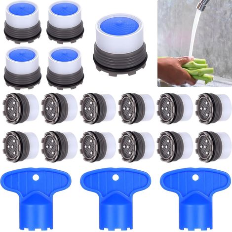 17 Mousseur Robinet,M16,5 Plastique Bleu,Aérateur Économie d'Eau,Filtre Anti-éclaboussures,Cuisine Salle de Bain (1/5)