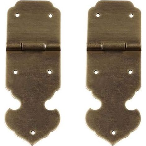 Lot de 2 charnières décoratives en laiton pur antique pour meubles, tiroirs, portes, boîtes à bijoux (bronze antique) (1/5)