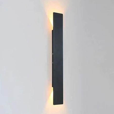 Aplique de pared exterior moderno, tira de luz larga, 41 cm, adecuado para porches, terrazas o pasillos (negro). (1/5)