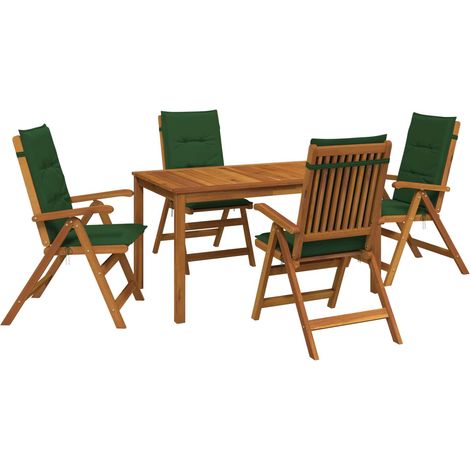 5-Piece Garden Dining Set 4 place Vert Bois d'Acacia Massif vidaXL