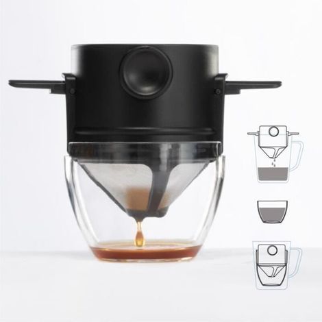 Hochpräziser, tragbarer, wiederverwendbarer Permanent-Kaffeefilter aus Edelstahl 304, papierloser Doppelsieb-Kaffeefilter (1/4)