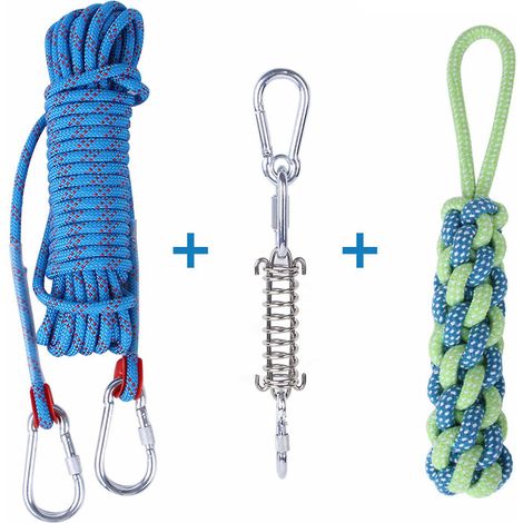 Hundespielzeug-Set mit Federstange, Hängeseil aus Baumwolle, ideal für draußen, zum Spielen und Beißtraining.