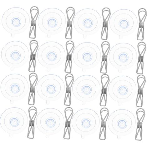 Lot de 30 ventouses transparentes et robustes avec pince en acier inoxydable résistant conception (1/5)