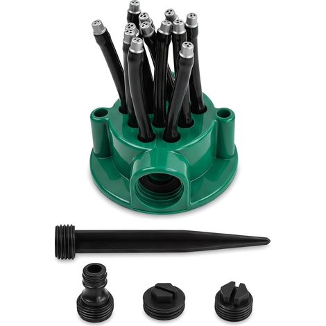 360° Rotating Garden Sprinkler Lawn Sprinkler with 12 Adjustable Nozzles - Irrigation System for Lawn, Garden, Flowers - Includes Quick Connectors (1/5)