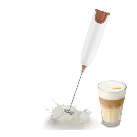 (blanc) Aischens Mousseur à Lait Electrique Portatif, Mini Fouet en Acier Inoxydable Electrique, Mini Batteur d'œufs, Mélangeur de Mousse pour Cafés, Expressos, Lattés, Chocolat Chaud, Cappucinos