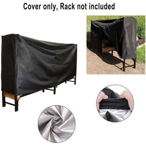 Housse pour range-bûches, Housse de protection extérieure imperméable pour support à bois de 8 pieds, Couverture pour stockage de bois de chauffage au jardin et sur la terrasse (1/5)