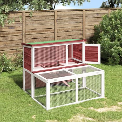Clapier lapin Cage à Lapin Enclos moka 102x90x84,5 cm bois de pin massif 11064 (1/5)