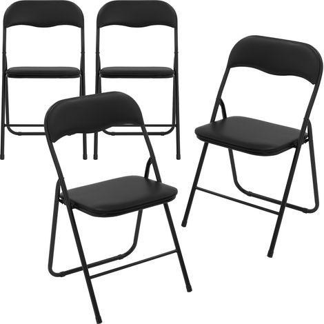 ECD Germany Juego de 4 Sillas Plegables con Aspecto de Ratán Negro, Asiento con estructura de Metal Carga Hasta 120kg, Resistentes a la Intemperie y Rayos UV, Mueble para Camping, Terraza o Patio (1/5)