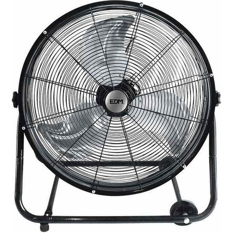 EDM – Ventilateur sur pied industriel 120W – Puissance sonore 50dB – Hauteur réglable 1,5m – 3 vitesses – Mobile avec roulettes – Noir — vue 3