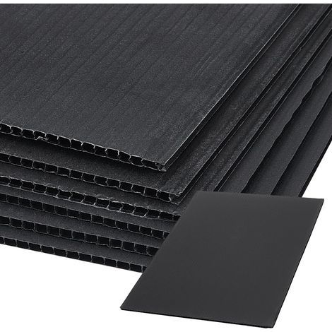 10 Feuilles de Plastique Ondulé Noir, Signes Vierges Robustes de Cour de 30x20 cm, Panneau de Signalisation Étanche de 3 mm pour les Panneaux de Vente de Maison, Panneaux de Pelouse (1/5)