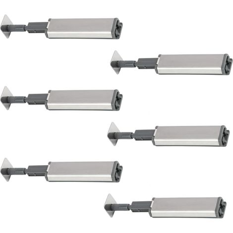 6Pcs Aimant Poussoir Porte Placard en Acier Inoxydable, Loquet Magnétique Push to Open, Poussoir Porte Placard avec Amortisseur Porte Placard, Bouton Poussoir Meuble pour Armoire, Tiroir et Placard (1/5)