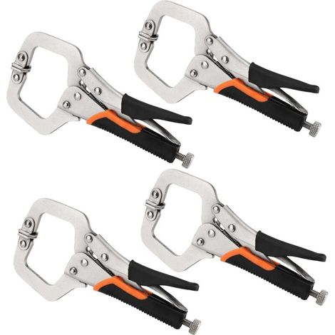 Set aus 4 Metallschweißschraubstockklemmen, 6-Zoll-Metall-C-Klemmen mit verstellbaren Schrauben und Schwenkfüßen für Holzbearbeitung, Schweißen, Ausrichten, Schränke