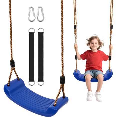 Balançoire extérieure, balançoires réglables en Hauteur pour Enfants, Accessoires de balançoire avec 2 Sangles de hamac et 2 mousquetons pour Aire de Jeux extérieure (1/5)