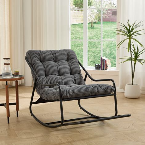Gartenstuhl Schaukelstuhl mit Hocker Stahl Grau OKMYHOME (1/5)