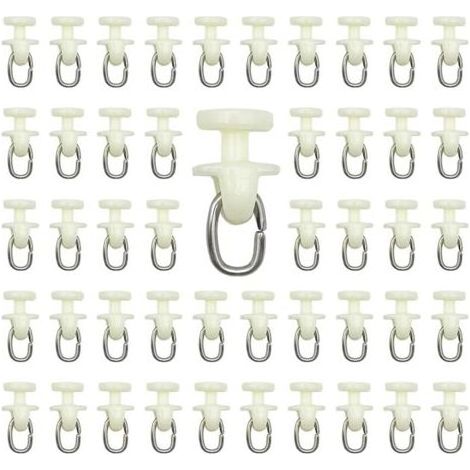 Lot de 100 Pièces Accessoires pour Tringle à Rideaux - Rails Intérieurs, Crochets, Curseurs et Poulies en Plastique Blancs pour Installation Fenêtre et Décoration Intérieure (1/5)