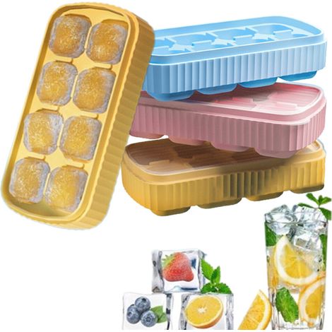 Bandeja cuadrada de silicona para cubitos de hielo – 8 compartimentos, libre de BPA (azul)