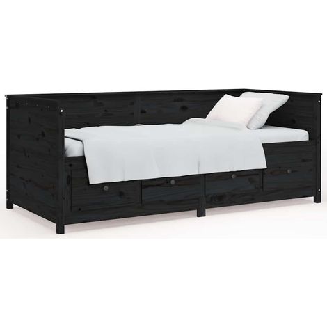 Maison Exclusive - Tagesbett Schwarz 75x190 cm Massivholz Kiefer (1/5)