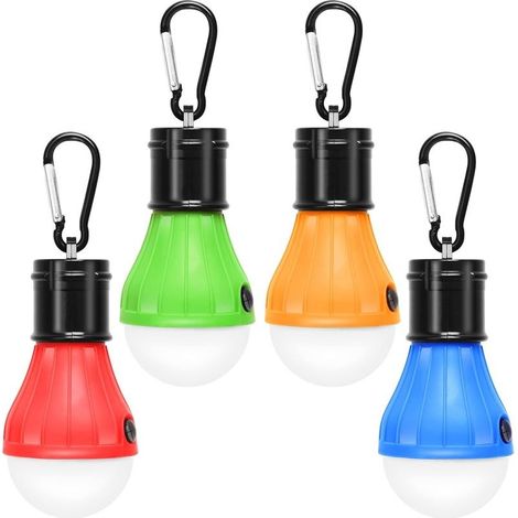 Lot de 4 lampes LED de camping, randonnée, pêche, éclairage de secours étanche, alimenté par batterie, éclairage LED intérieur et extérieur.