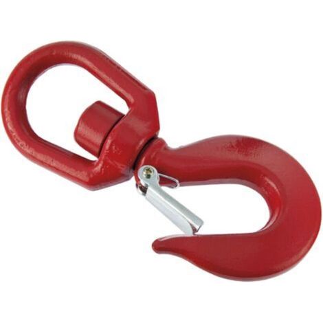 Corderies Tournonaises – Crochet à émerillon rouge – Charge maximale 1500 kg – Linguet de sécurité pour levage – Compatible avec chaînes et sangles d'arrimage