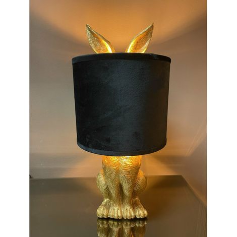 Lampe à Poser Design de Lièvre Doré Luminaire de Table Décoratif 20 x 20 x 43 cm - PANGIVO (1/4)