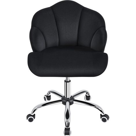 Yaheetech Sedia Ufficio Scrivania Cameretta Senza Braccioli Ergonomica con Ruote Girevole Altezza Regolabile Schienale Design Conchiglia Imbottito Portata 136 KG, Nero