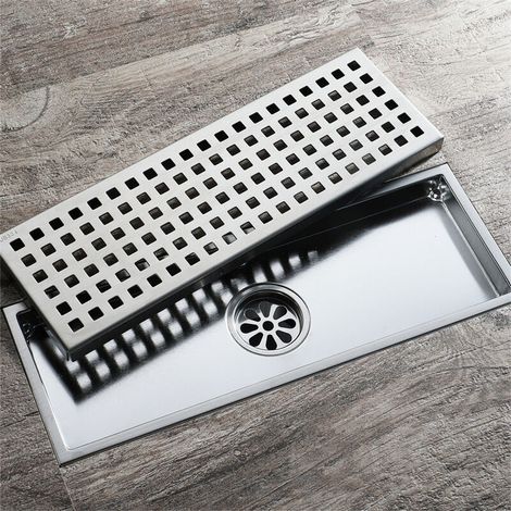 Siphon de sol - Siphon de sol extérieur pour salle de bain - Siphon de sol extérieur pour balcon épaissi anti-blocage, anti-insectes et anti-odeurs 10×30cm (1/4)