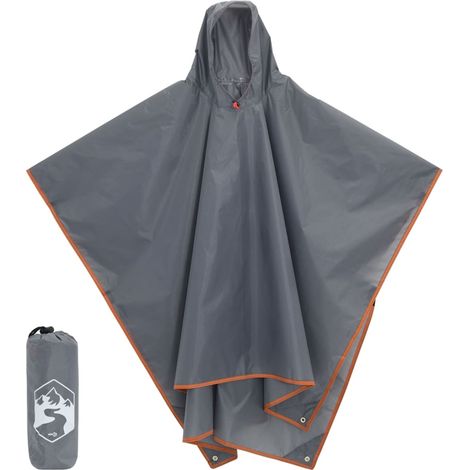 Teenpull – Regenponcho mit Kapuze 2-in-1-Design Grau und Orange 223x145 cm (1/5)