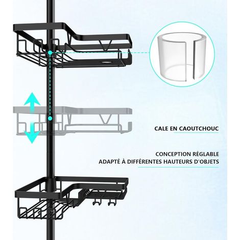 Etagere Douche,Etagere Telescopique Douche sans Percage,avec 4 paniers, étagère de Salle de Bain(Noir)