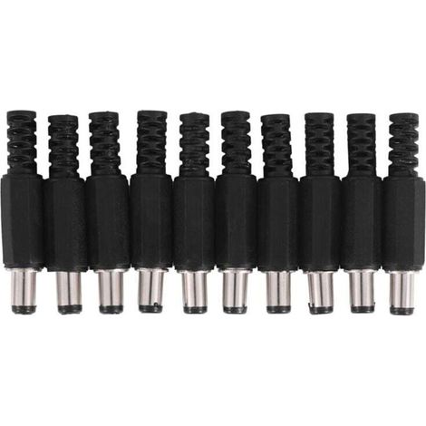 10Pcs 5.5X2.1Mm Mâle À Souder Dc Pointe Fiche Jack Droite Connecteurs Pour Alimentation Led Commutateur Noir (1/4)