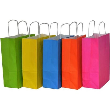 Sacs Cadeaux - Kraft 90 g/m² - 18 x 8 x 22 cm - Fond Plat avec Poignées Torsadées - 50 Pièces