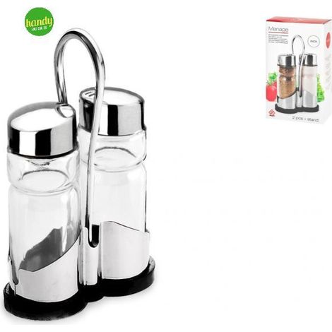 Set sale e pepe in vetro Home con supporto