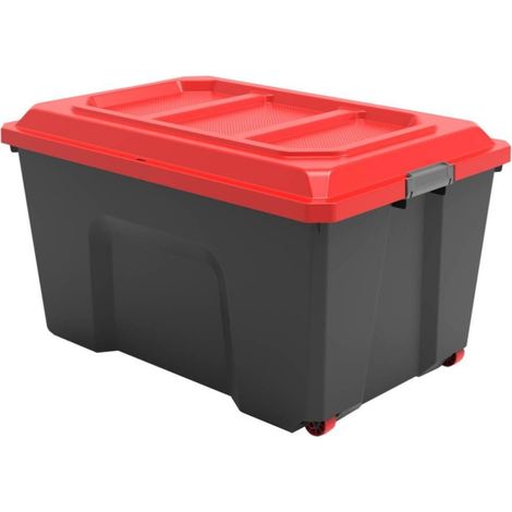 Baúl con ruedas Locker negro y rojo 135L, L.78.6 x W.58.5 x H.45 cm SUNDIS