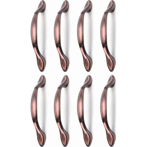 8 maniglie per ante di mobili vintage, maniglie per armadietti vintage a forma di arco, maniglie a tirante per mobili (interasse fori 96 mm, bronzo rosso) -Crezuo