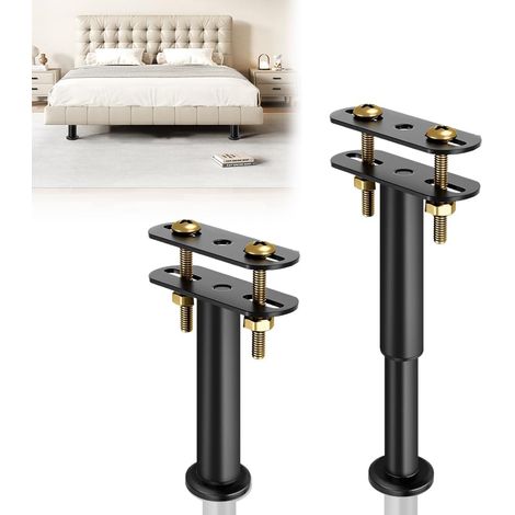 Height Adjustable Bed Legs, Metal Support Legs (18 cm-32 cm) Metal Slatted Frame Support Legs for Bed Frame and Slatted Base Furniture Legs Retractable Furniture Legs Up to 450kg (1/5)