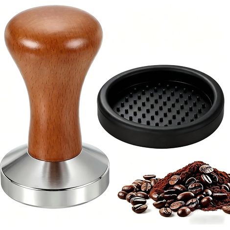 Tamper Café 51 mm, Tasseur à Café en Acier Inoxydable avec Poignée en Bois, Presse à Café Professionnelle pour Machine Expresso, Accessoire Barista pour Porte-filtre 51mm (1/5)