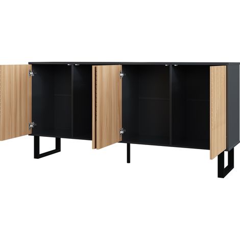 ELVMI Mobile TV con Ante e Vani Aperti, Struttura in Ferro, per Soggiorno e Ingresso, 160×38×75 cm (1/5)