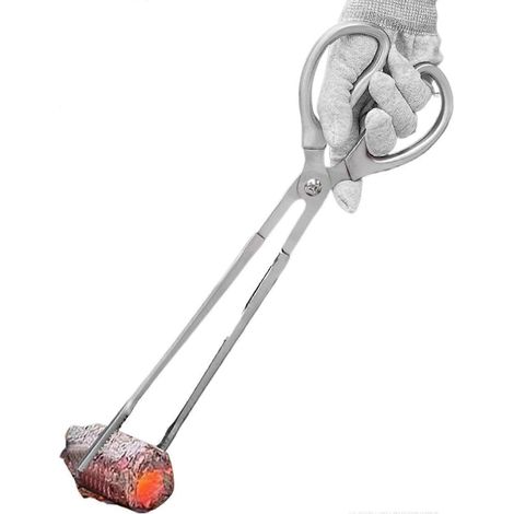 Pince à bûches dentelée, outil de cheminée, acier inoxydable, pour la manipulation du bois de chauffage et du charbon de bois (1/5)