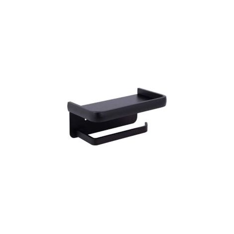 Soporte de papel higiénico de pared ZVD, portarrollos de aluminio, dispensador de papel higiénico con estante de almacenamiento, negro - Crezuo (1/4)