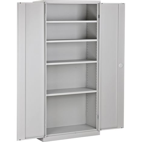 Aktenschrank 80x38x180 cm Metall lichtgrau Metallschrank Werkstattschrank robust (1/5)