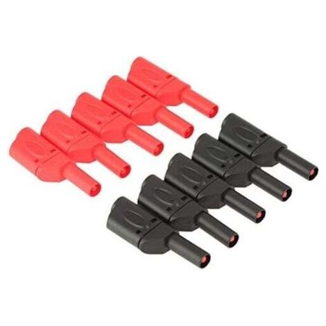 10pcs 4mm rouge/noir fiche banane entièrement isolée empilable fiche banane