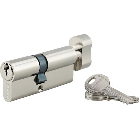 THIRARD - Cylindre de serrure à bouton HG5, anti-arrachement, 40Bx40mm, nickelé, 3 clés - THIRARD